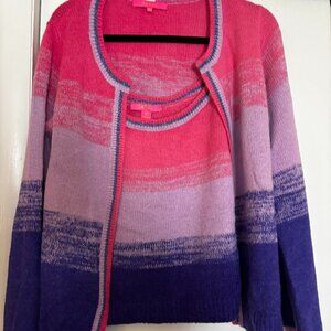 Lilly Pulitzer Purple / Pink Twin Sweater Set L EUC